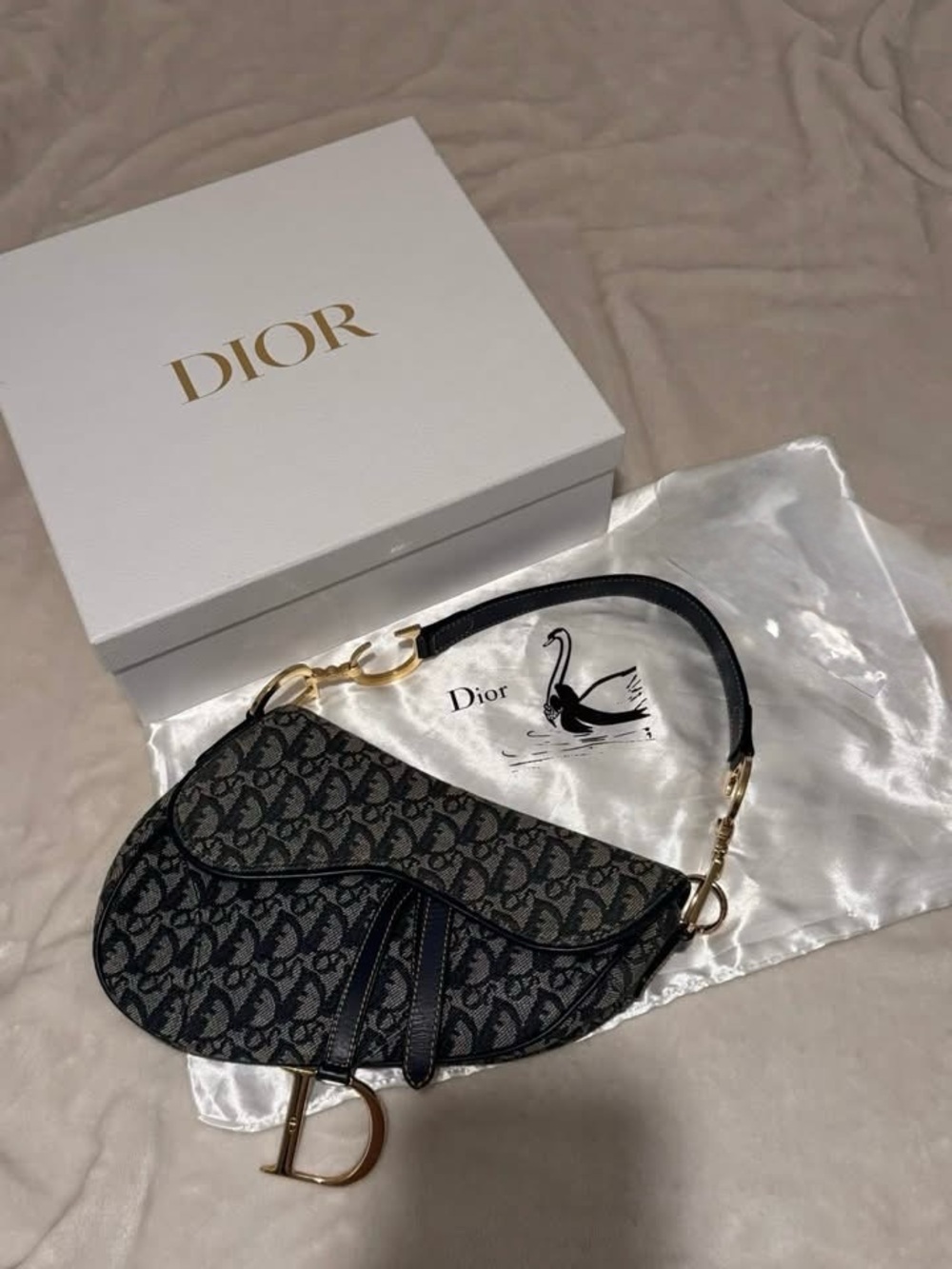 Dior Black Monogram Saddle Bag with Gold Hardware